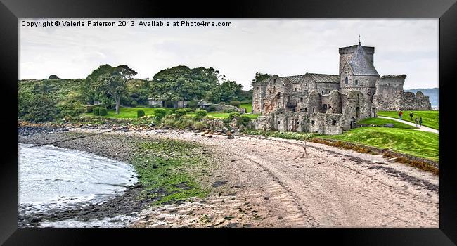 Inchcolm Abbey & Beach Framed Print by Valerie Paterson