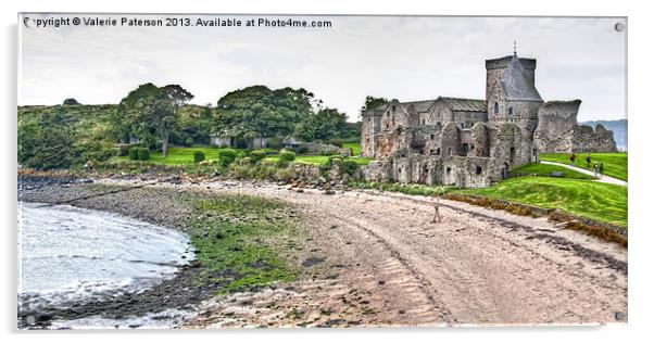 Inchcolm Abbey & Beach Acrylic by Valerie Paterson