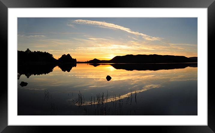 Loch Tarff Sunset. Framed Mounted Print by mary stevenson