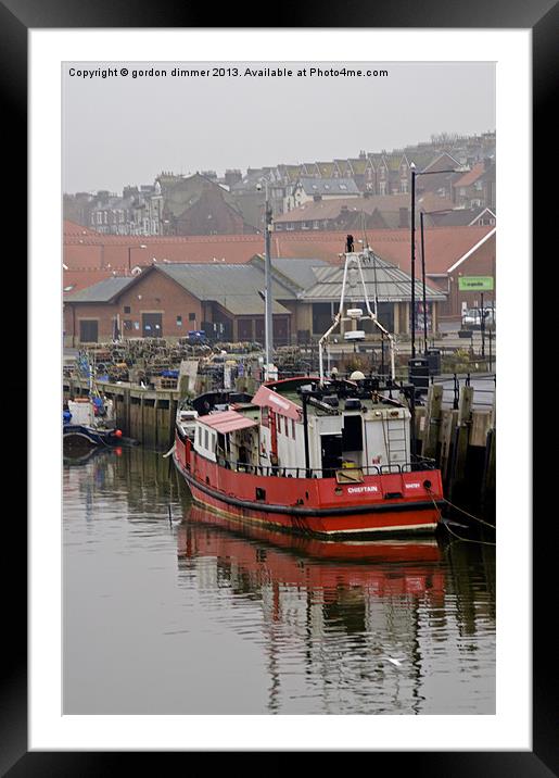 Fishing Vessel in Whitby Habour Framed Mounted Print by Gordon Dimmer