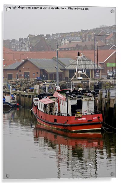 Fishing Vessel in Whitby Habour Acrylic by Gordon Dimmer