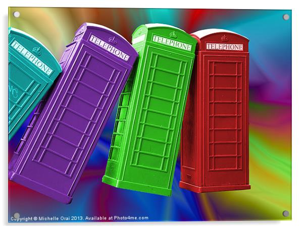 Multi coloured Phone Boxes Acrylic by Michelle Orai