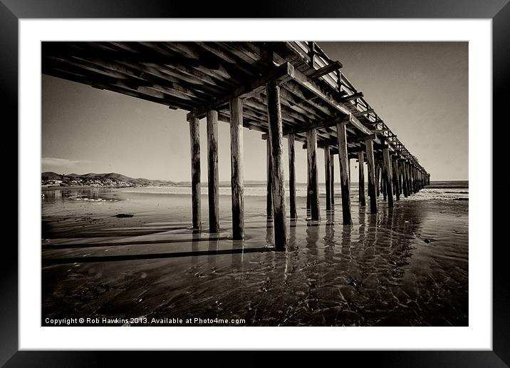 The pier at Cayucos Framed Mounted Print by Rob Hawkins
