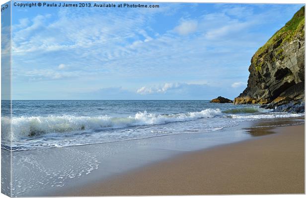 Penbryn Beach Canvas Print by Paula J James