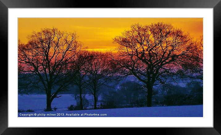 Sunrise Through The Trees Framed Mounted Print by philip milner