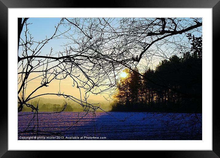 A Cold Winters Sunrise Framed Mounted Print by philip milner