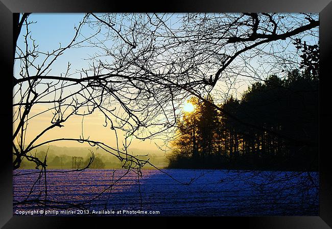 A Cold Winters Sunrise Framed Print by philip milner