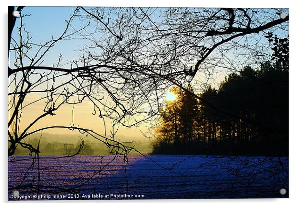 A Cold Winters Sunrise Acrylic by philip milner