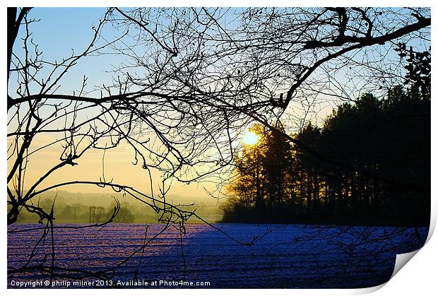A Cold Winters Sunrise Print by philip milner
