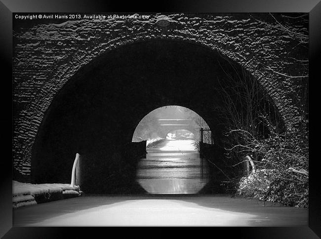 Newbold Tunnel Black and White Framed Print by Avril Harris