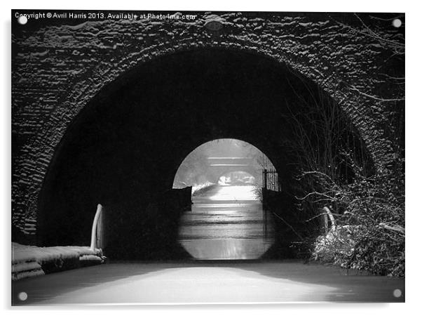 Newbold Tunnel Black and White Acrylic by Avril Harris