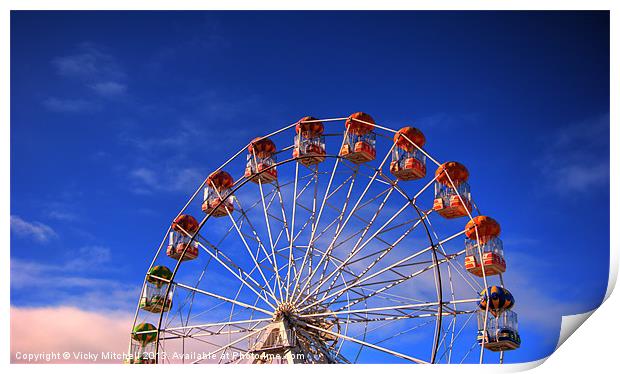 Big Wheel, Blue Sky Print by Vicky Mitchell