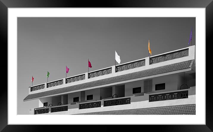 Flag waving from the Terrace Framed Mounted Print by Arfabita  