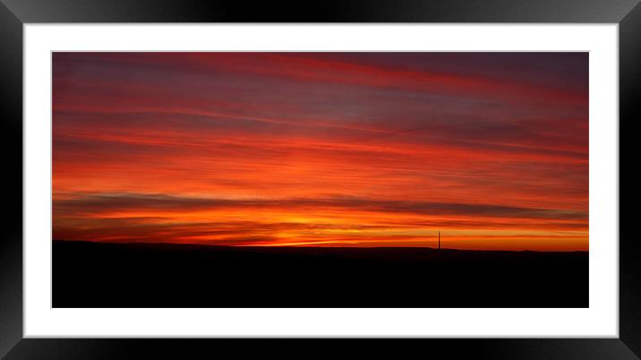 Emley Moor Sunset Framed Mounted Print by Dave Evans