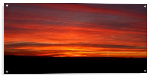 Emley Moor Sunset Acrylic by Dave Evans