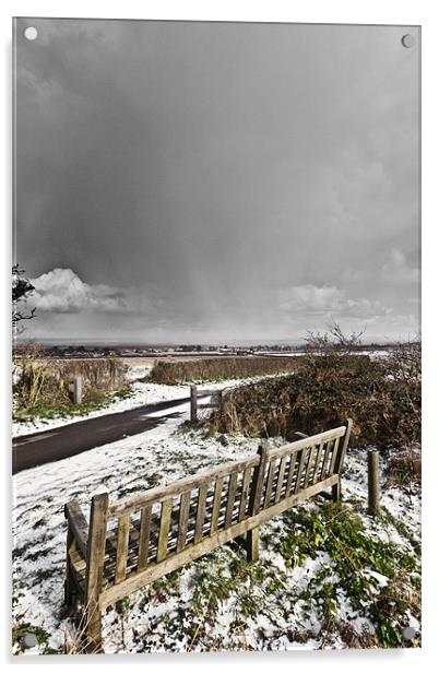 Snow Storm over Brancaster Staithe Acrylic by Paul Macro