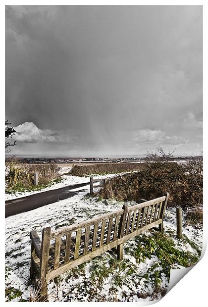 Snow Storm over Brancaster Staithe Print by Paul Macro
