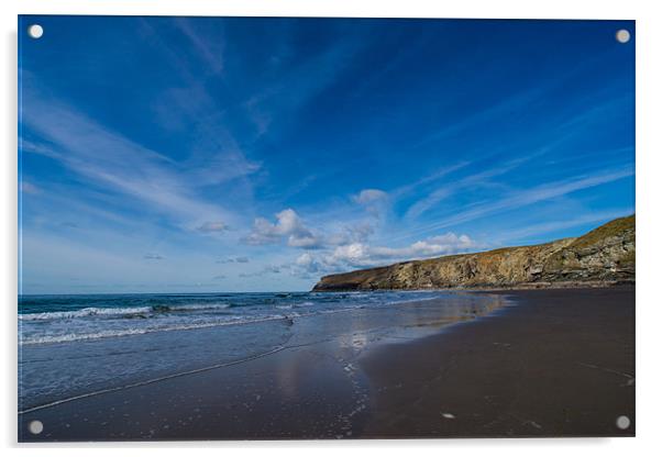 Trebarwith Cornwall Acrylic by David Wilkins