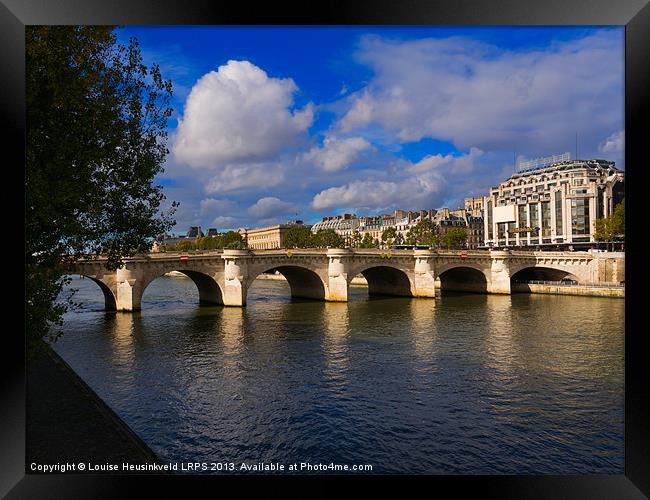 Pont Neuf over the Seine River, Paris Framed Print by Louise Heusinkveld