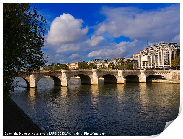 Pont Neuf over the Seine River, Paris Print by Louise Heusinkveld