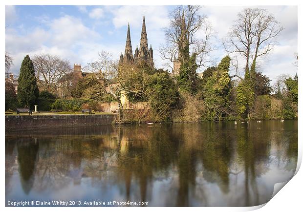 Lichfield Cathedral, Known as Three Spires Print by Elaine Whitby