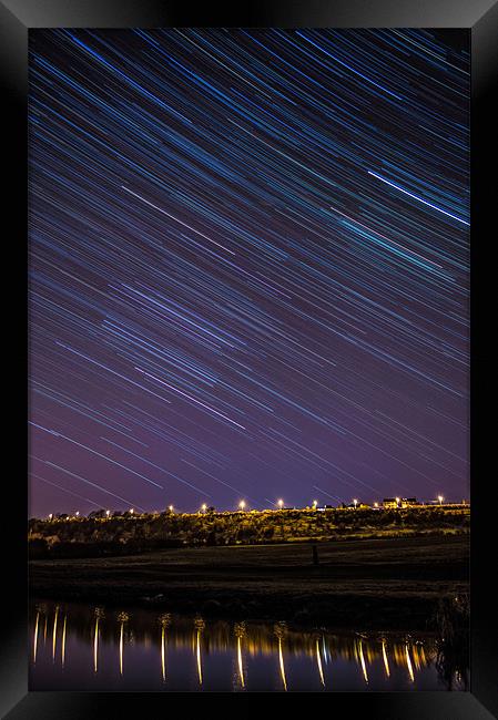 The insignificant landscape, against the night sky Framed Print by