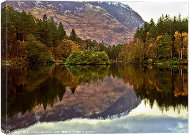 Glencoe Loch Mountain Reflection Canvas Print by Tim O'Brien