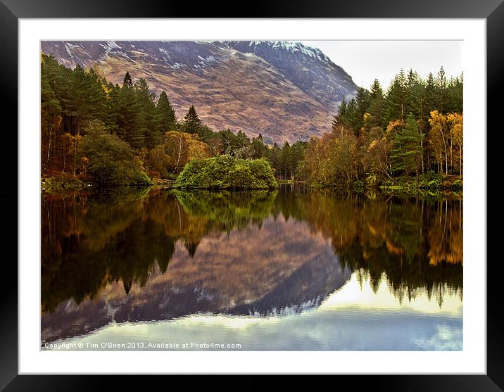 Glencoe Loch Mountain Reflection Framed Mounted Print by Tim O'Brien