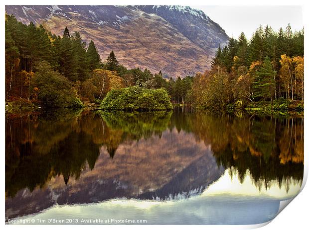 Glencoe Loch Mountain Reflection Print by Tim O'Brien