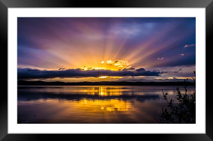 Sunset with striking rays Framed Mounted Print by Adrian Maricic