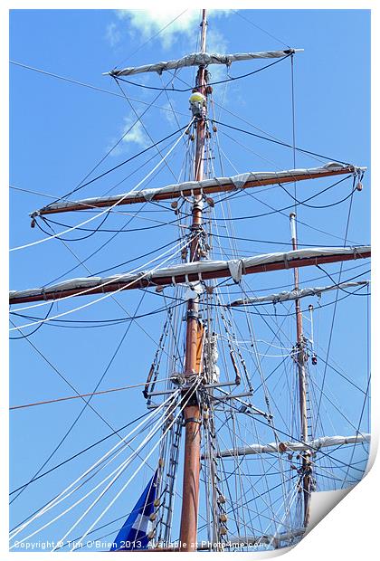 Rigging of Tall Ship Print by Tim O'Brien