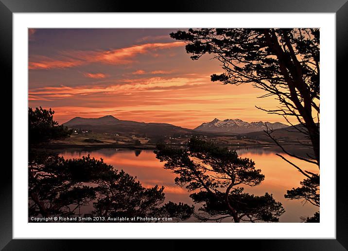 Sunset colour over Braes Framed Mounted Print by Richard Smith