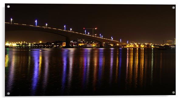 Itchen Bridge By Night Acrylic by Sandi-Cockayne ADPS