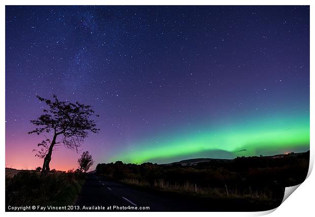 Aurora over Forfar Road Print by Fay Vincent