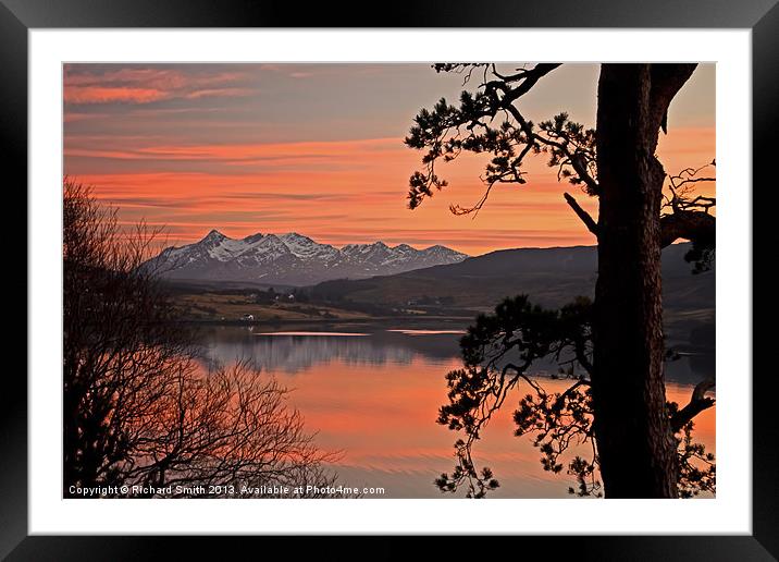 Sunset colours across Loch Portree Framed Mounted Print by Richard Smith