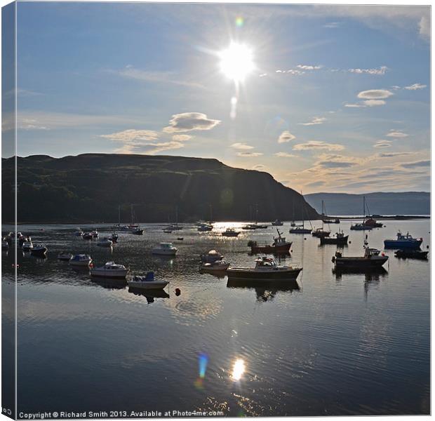 Morning sunlight across Portree harbour Canvas Print by Richard Smith