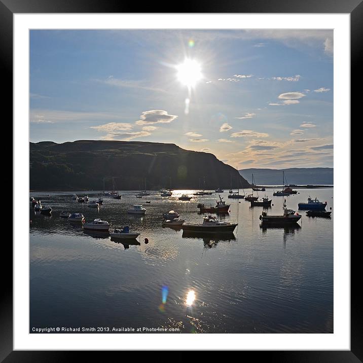 Morning sunlight across Portree harbour Framed Mounted Print by Richard Smith