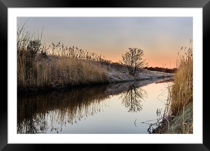 Frosty Morning At The Canal Framed Mounted Print by Mike Custer