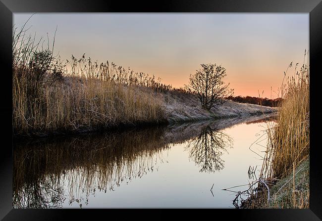 Frosty Morning At The Canal Framed Print by Mike Custer