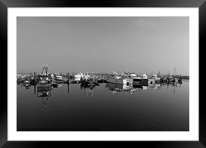 Poole Harbour Boat Refletions Framed Mounted Print by kelly Draper