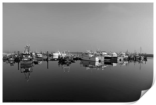 Poole Harbour Boat Refletions Print by kelly Draper