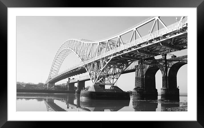 Runcorn Bridge Merseyside BW Framed Mounted Print by Phillip Orr