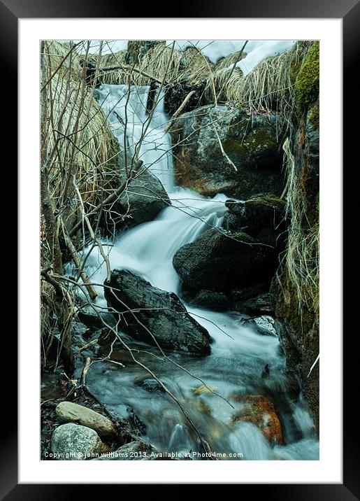 winter waterfall Framed Mounted Print by john williams