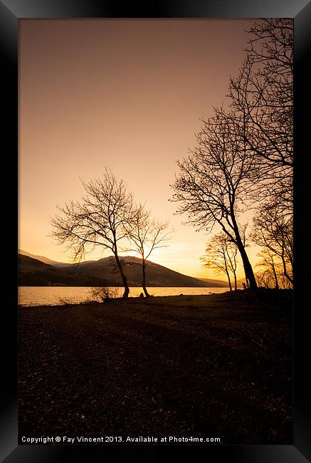 Last light at Loch Earn Framed Print by Fay Vincent