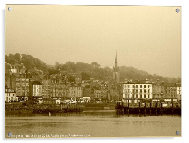Rothesay Town in Sepia Acrylic by Tim O'Brien