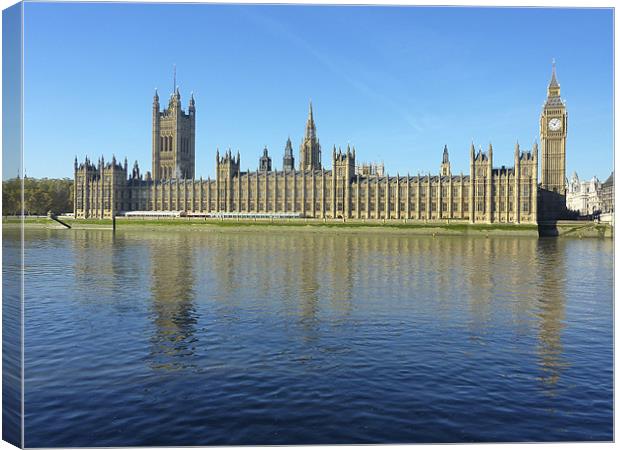 Houses of Parliament from the Thames Canvas Print by Mark Jefferson