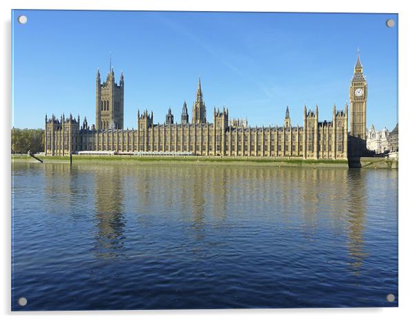 Houses of Parliament from the Thames Acrylic by Mark Jefferson