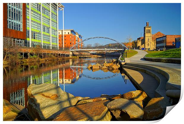 Pocket Park Next to River Don,Sheffield Print by Darren Galpin