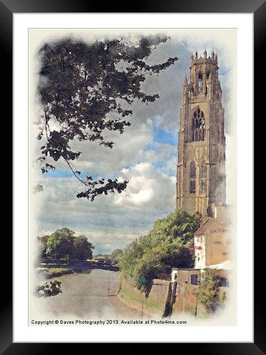 Boston Stump Painting Framed Mounted Print by Daves Photography