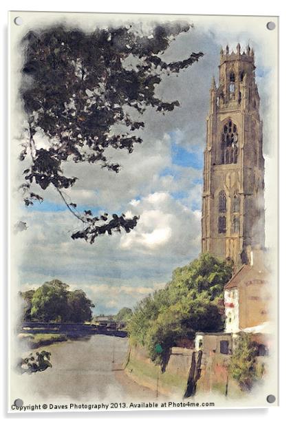 Boston Stump Painting Acrylic by Daves Photography